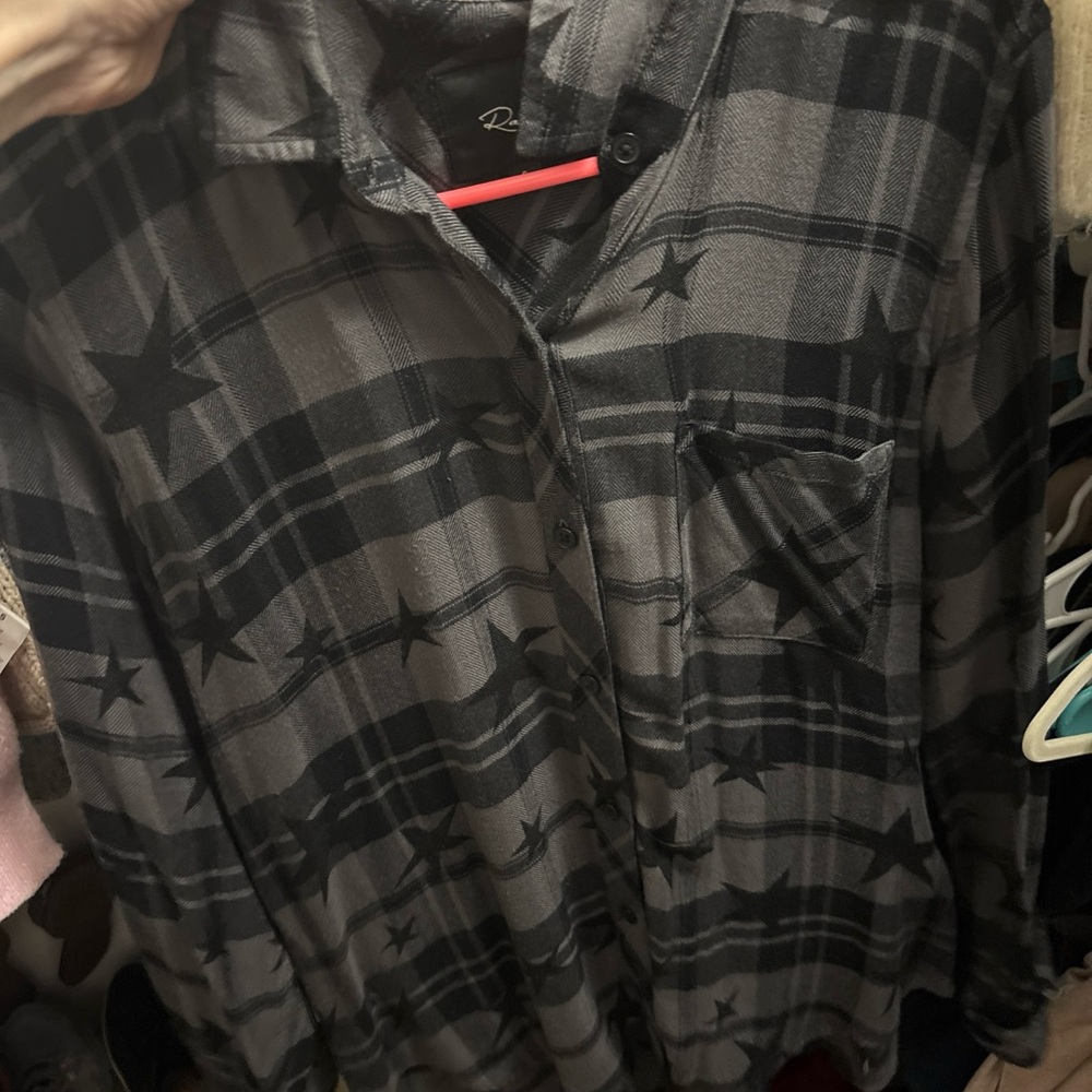 Rails Star Patterned Black and Gray Men's Shirt - Picture 1 of 3